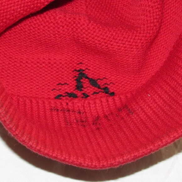 Vintage Made in Austria Coat Of Arms Eagle Red Black Wool Knit Pom Beanie Hat - Picture 4 of 5